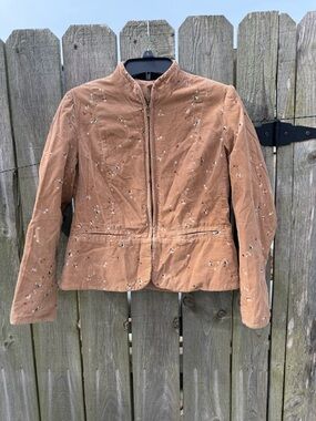 Vintage Relativity Corduroy Floral Embroidered Jacket Cottagecore Boho 90s